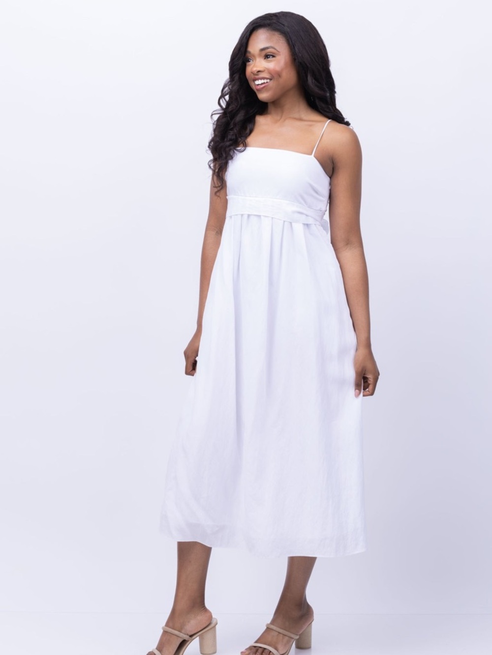 Vince White Sleeveless Dress with Adjustable Spaghetti Straps with small flaw